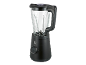 Crni stolni blender sa staklenom posudom i okretnim gumbom.