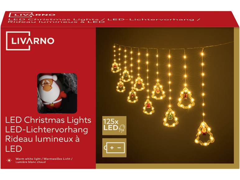 Livarno LED svjetlosna zavjesa s toplim bijelim svjetlom i božićnim figurama