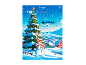 Božićni adventski kalendar sa snježnim selom, božićnim drvcem, snjegovićem i saonicama Djeda Božićnjaka.
