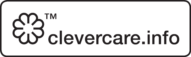 Logotip s cvjetnim motivom i tekstom „clevercare.info“ sa simbolom TM.