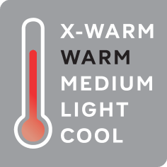 Termometar s oznakama X-WARM, WARM, MEDIUM, LIGHT, COOL.