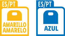 ES/PT oznake: žuta s „AMARILLO AMARELO“, plava s „AZUL“.