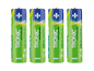 Četiri zelene i plave punjive baterije s natpisom „rechargeable ENERGY 2500mAh“.