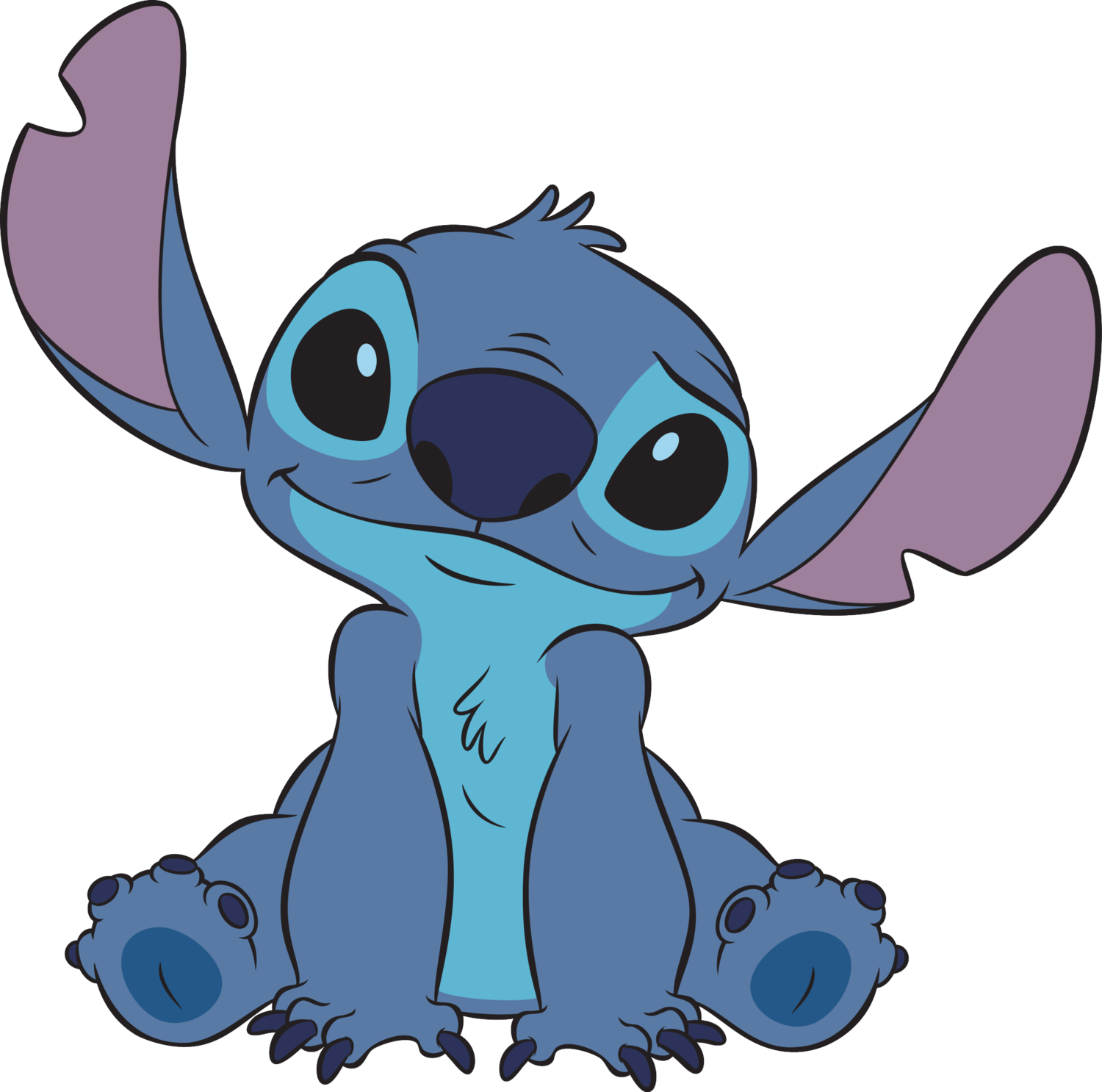 Stitch sjedi i smiješi se.