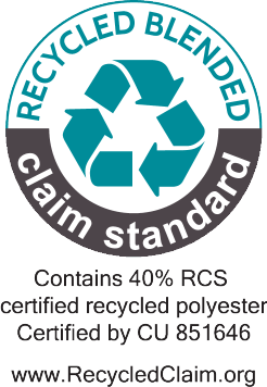 Pečat Recycled Blended Claim Standard: sadrži 40% RCS certificiranog recikliranog poliestera, certificiran od strane CU 851646.