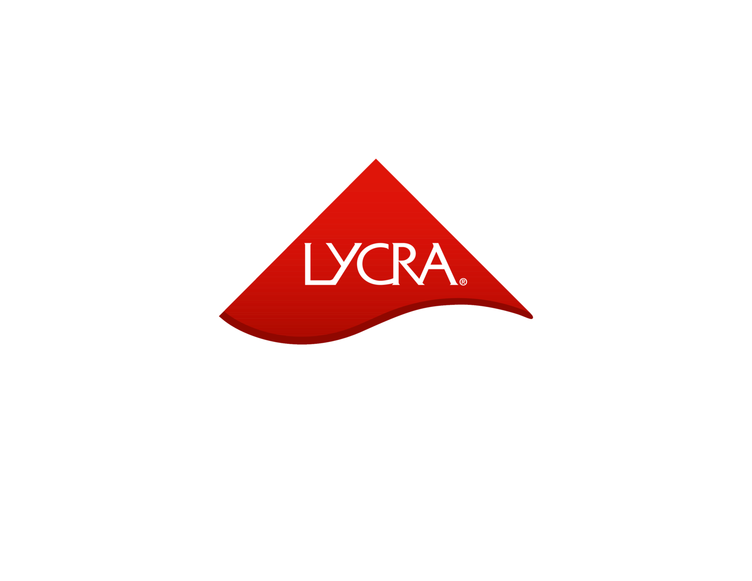 Crveni trokutasti logotip s bijelim tekstom LYCRA® i web adresom WWW.LYCRA.COM.