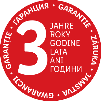 Pečat 3-godišnjeg jamstva na više jezika.