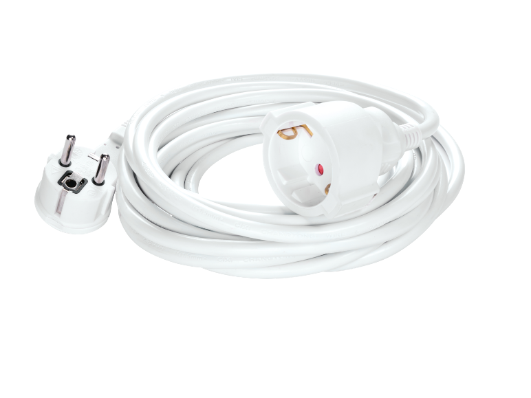 Bijeli produžni kabel s utikačem i utičnicom