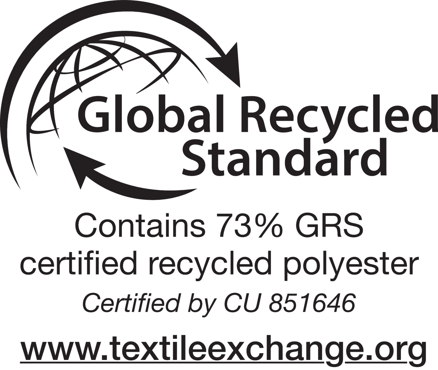 Global Recycled Standard: Sadrži 73% GRS certificiranog recikliranog poliestera, certificirano od strane CU 851646.