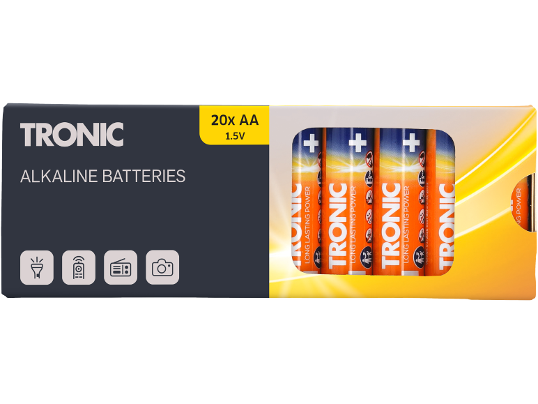Pakiranje od 20 AA alkalnih baterija, 1,5V, za razne elektroničke uređaje.