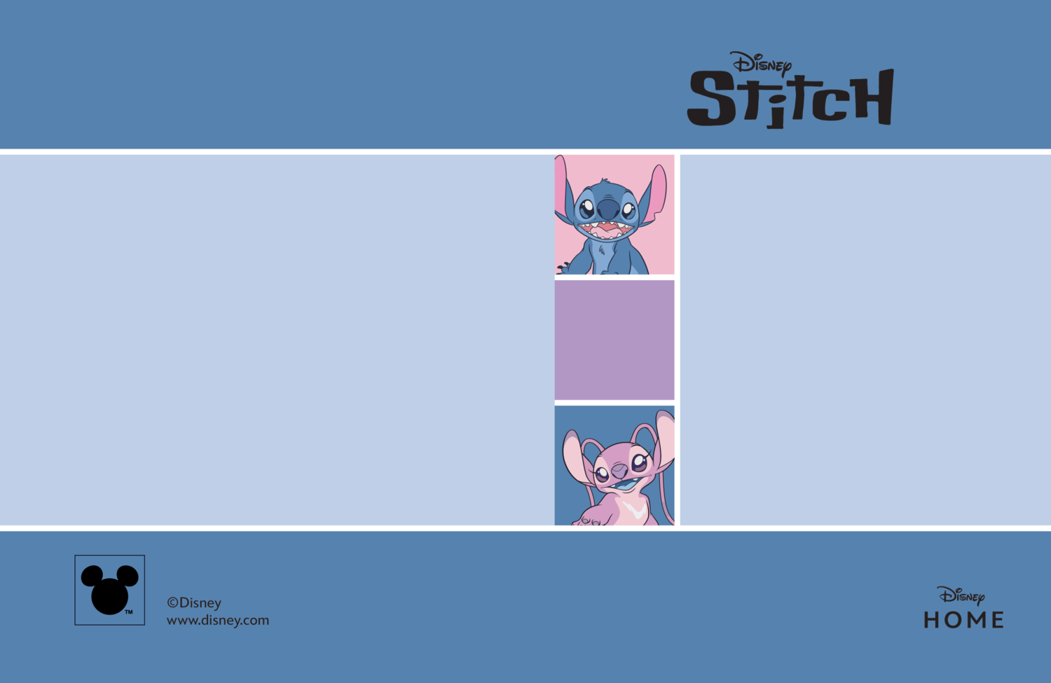 Stitch logotip s crtanim likovima i informacijama o autorskim pravima.