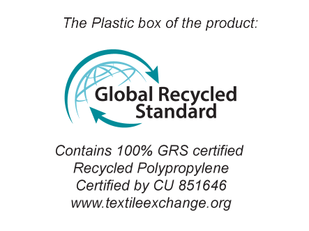Global Recycled Standard: Sadrži 100% GRS certificiranog recikliranog polipropilena, certificirano od CU 851646.