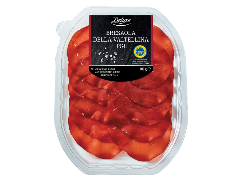 Pakiranje Bresaola della Valtellina ZOI, sušene goveđe kriške, 80g.