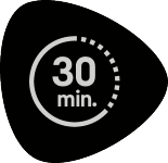 Crna značka s isprekidanom sivom kružnicom i tekstom „30 min.“