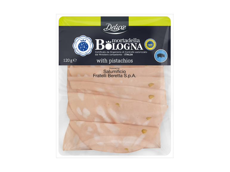 Mortadela Bologna s pistacijama, 120g, u vakuum pakiranju.