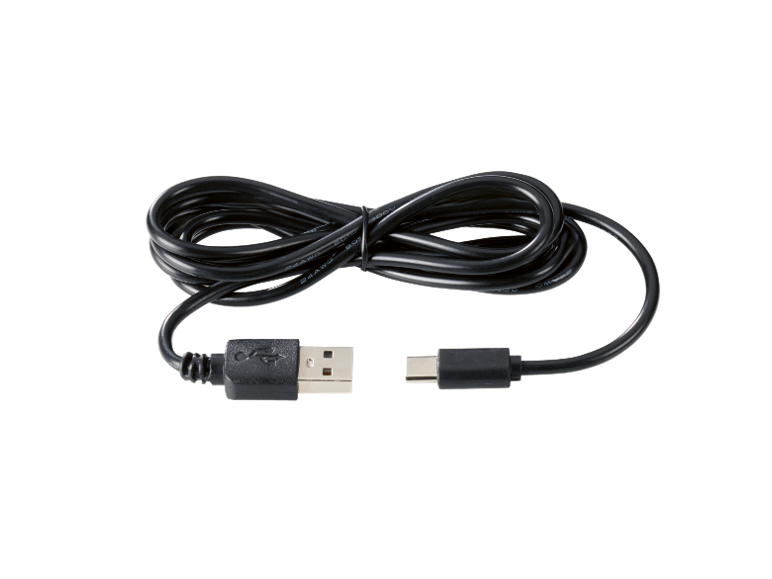 Crni USB kabel s Type-A i Type-C priključcima.