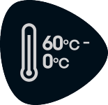 Raspon temperature od 0°C do 60°C s ikonom termometra.