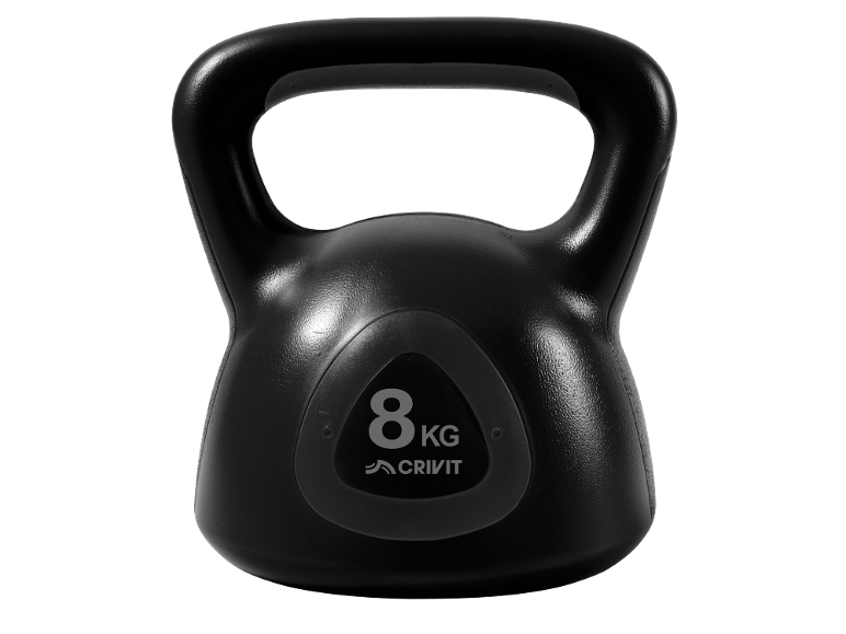 Crni kettlebell od 8 kg za trening snage.