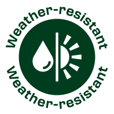 Pečat 'Weather-resistant' s kapljicom vode i suncem.