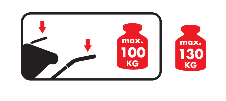 Maksimalno opterećenje: 100 kg (s potporom) i 130 kg (bez potpore).