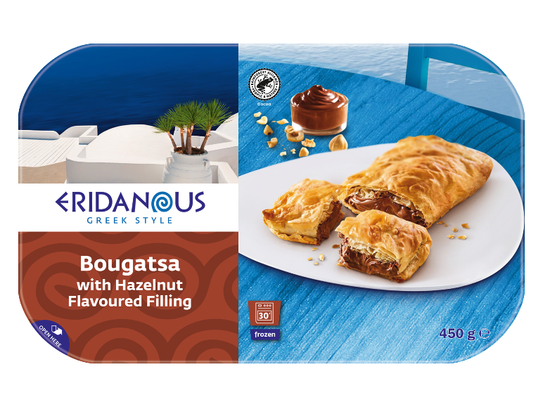 Smrznuta Bougatsa s punjenjem okusa lješnjaka, grčki stil, 450 g.
