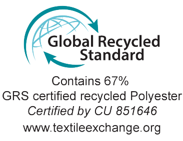 Global Recycled Standard: Sadrži 67% GRS certificiranog recikliranog poliestera, certificirano od CU 851646.