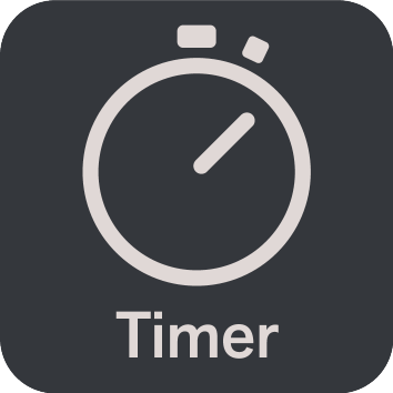 Ikona mjerača vremena sa štopericom i tekstom „Timer“.