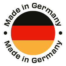 Okrugli pečat „Made in Germany“ s bojama njemačke zastave.