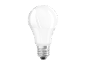 Bijela LED žarulja s metalnim postoljem na crnoj pozadini.