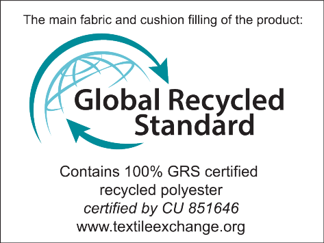 Oznaka: Global Recycled Standard, 100% reciklirani poliester certificiran od CU 851646.