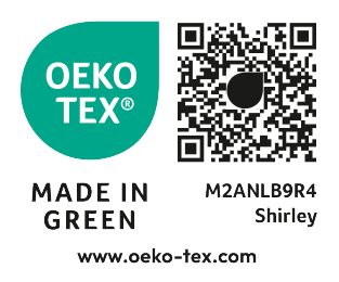Pečat MADE IN GREEN by OEKO-TEX® s kodom M2ANLB9R4 Shirley i QR.