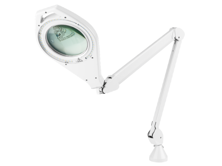 Bijela lupa lampa s LED osvjetljenjem i podesivom rukom, 220-240V, 6.3W.