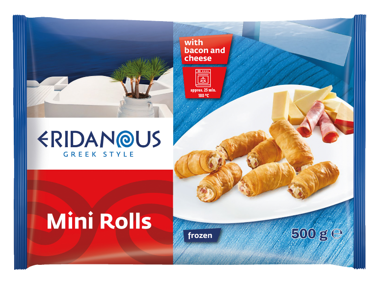 Smrznute mini rolice sa slaninom i sirom, grčki stil, 500g.