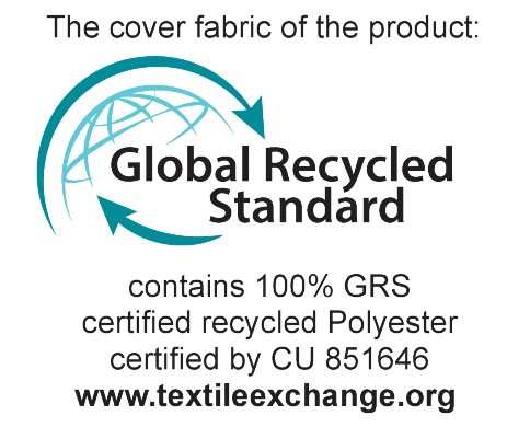 Pokrovna tkanina proizvoda: Global Recycled Standard, sadrži 100% GRS certificiranog recikliranog poliestera, certificirano od CU 851646, www.textileexchange.org