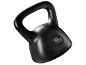 Crni kettlebell od 10 kg s teksturiranom završnom obradom, kosi pogled.