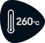 Termometar prikazuje 260°C.