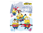 Adventski kalendar s Minionima koji kližu i natpisom 'Merry X-MAS'.