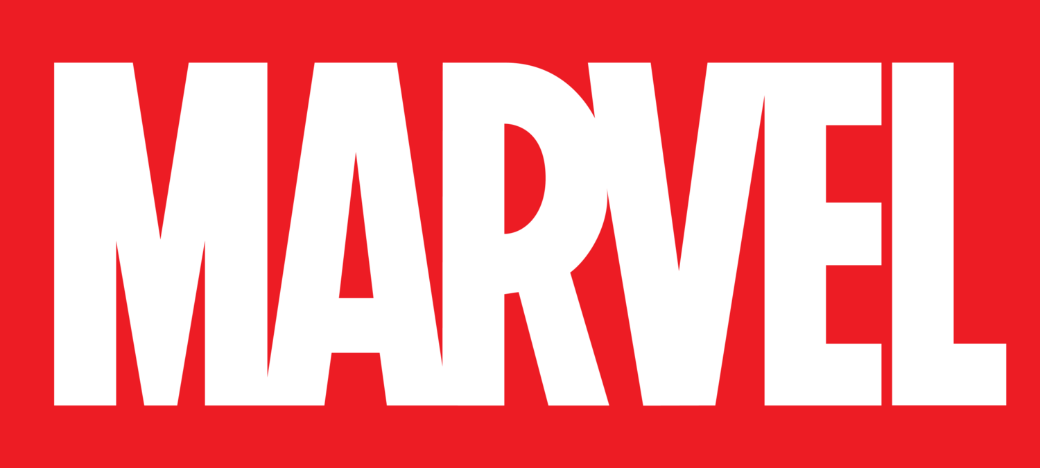 Bijeli tekst na crvenoj pozadini: MARVEL