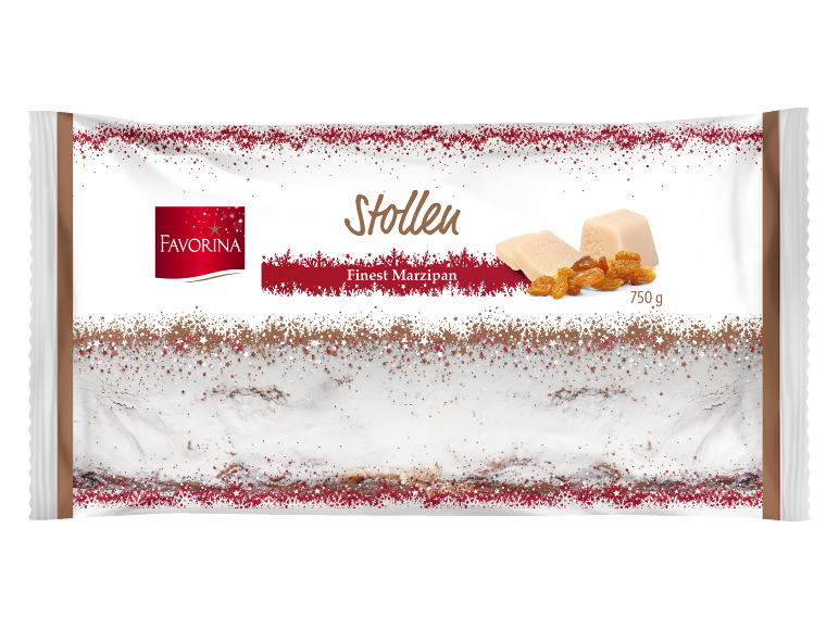 Pakiranje Stollen kolača s finim marcipanom i grožđicama, 750 g.