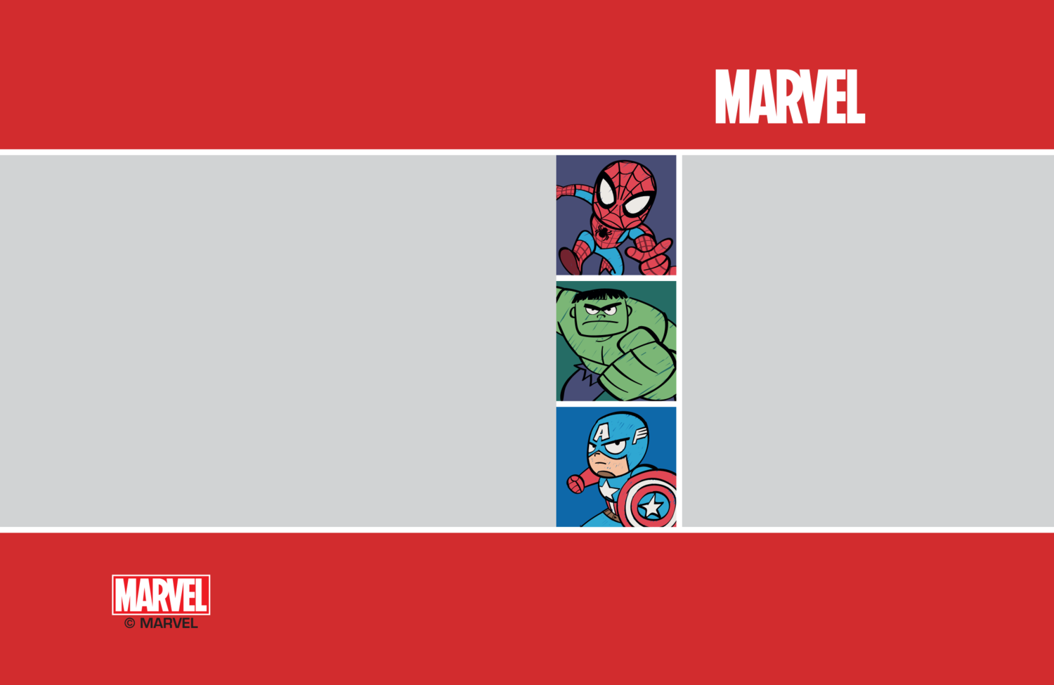 Tri crtana lika: Spider-Man, Hulk i Kapetan Amerika.