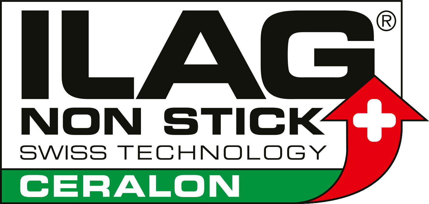 ILAG NON STICK SWISS TECHNOLOGY CERALON logotip s crvenom strelicom i bijelim križem