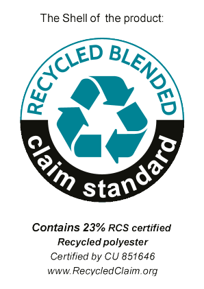 Pečat Recycled Blended Claim Standard: Sadrži 23% RCS certificiranog recikliranog poliestera.