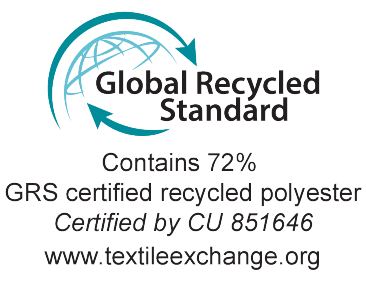 Global Recycled Standard: Sadrži 72% GRS certificiranog recikliranog poliestera, certificirano od CU 851646.