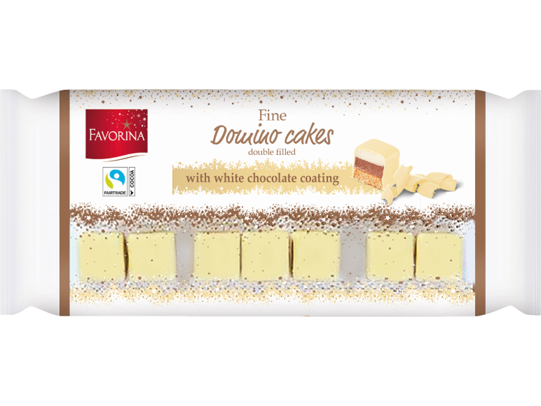 Božićni domino kolačići od bijele čokolade, dvostruko punjeni.