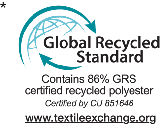 Pečat Global Recycled Standard: Sadrži 86% GRS certificiranog recikliranog poliestera, certificirano od strane CU 851646.