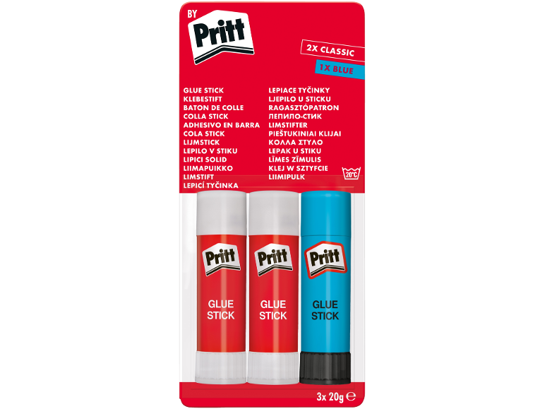 Pakiranje od tri ljepila u stiku (2 klasična, 1 plavi), 3x 20g.