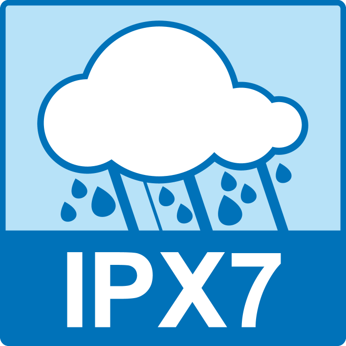 IPX7 oznaka koja označava zaštitu od privremenog uranjanja u vodu.