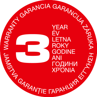 Crveni pečat 3-godišnjeg jamstva na više jezika.