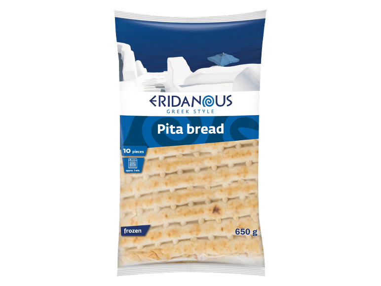 Pakiranje smrznutog pita kruha, 10 komada, 650g, grčki stil.