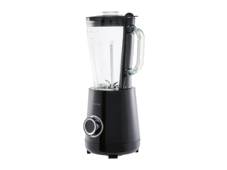 Crni blender s konusnom bazom i okretnom kontrolom.